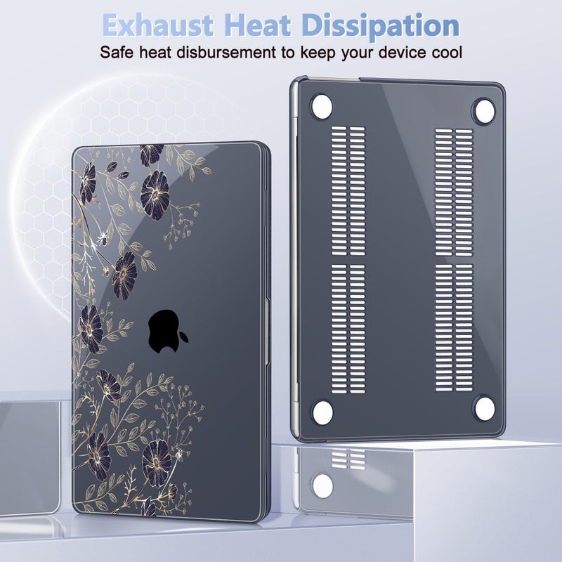 May Chen for M4 MacBook Air 13.6 Inch Case 2025 2024 2023 2022 Release Models: A3240 A3113 M3 A2681 M2  Plastic Hard Shell Case for MacBook Air 13.6 "" with Retina Display Fits Touch ID  Floral Art - Image 5